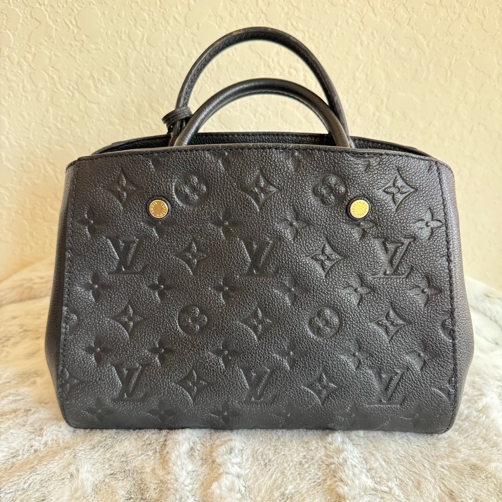 LV LOUIS VUITTON MONOGRAM BLACK EMPREINTE MONTAIGNE BB CROSSBODY. P0068 - Picture 5 of 17